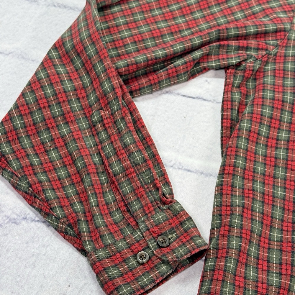 Vintage LL Bean Flannel Long Sleeve Shirt Men's Size L Tall Red‎ Plaid 0WT66 - Picture 13 of 15